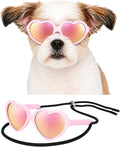 G016-1 Dog Pet Heart Costume Sunglasses for Small to Medium Breed (Up to 15 lbs, Heart Pink-Pink Mirror)