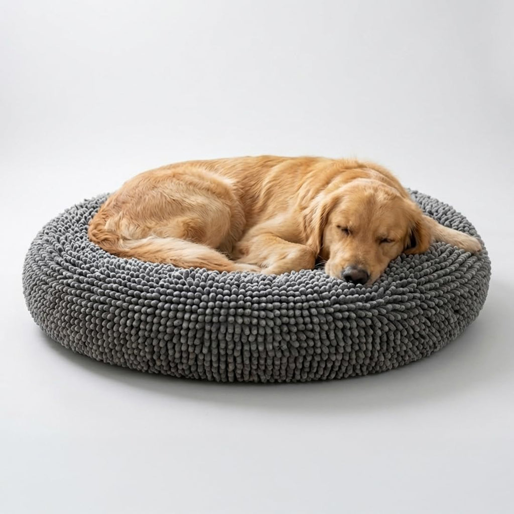 Muddy Mat®Cloud K-9 Bed for Dogs & Cats, Soft & Relaxing Donut Dog Bed, Chenille Material, Removable Cover, Washable & D