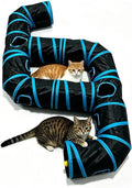 Black 6-Way Connectable Cat Tunnel, Collapsible Multi-Exit Pet Play Toy for Indoor Kittens