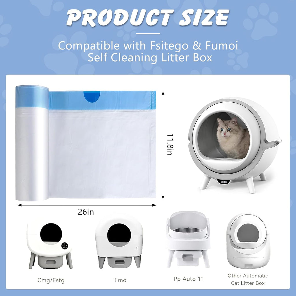 120Pcs Automatic Cat Litter Box Bags Compatible with Cmg/Fstgo, Fmo