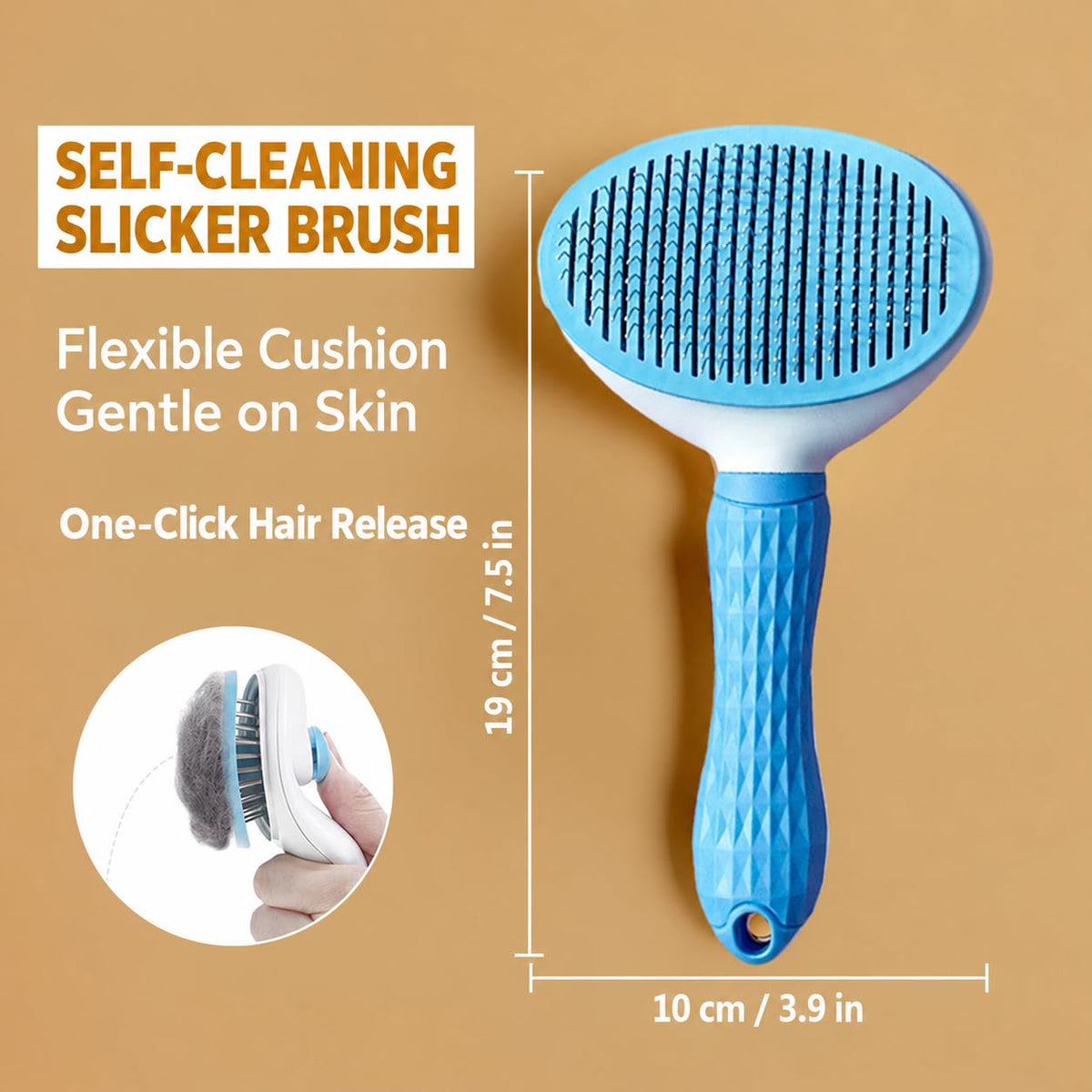 Cat Brush for Shedding, Self-Cleaning Slicker Brush for Dogs and Cats, Blue