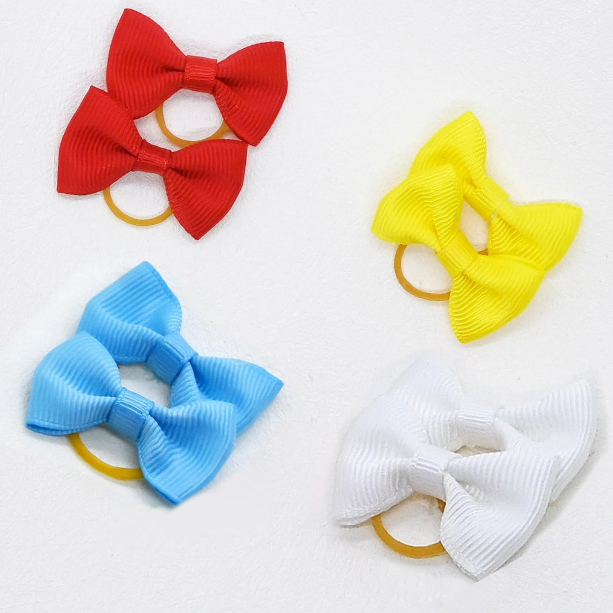 Dog Bows for Ears Small Size Dog Bowknot 2inch Hair Ties Bulk with Rubber Bands Dog Ear Bow Pet Accessories Grooming Pro