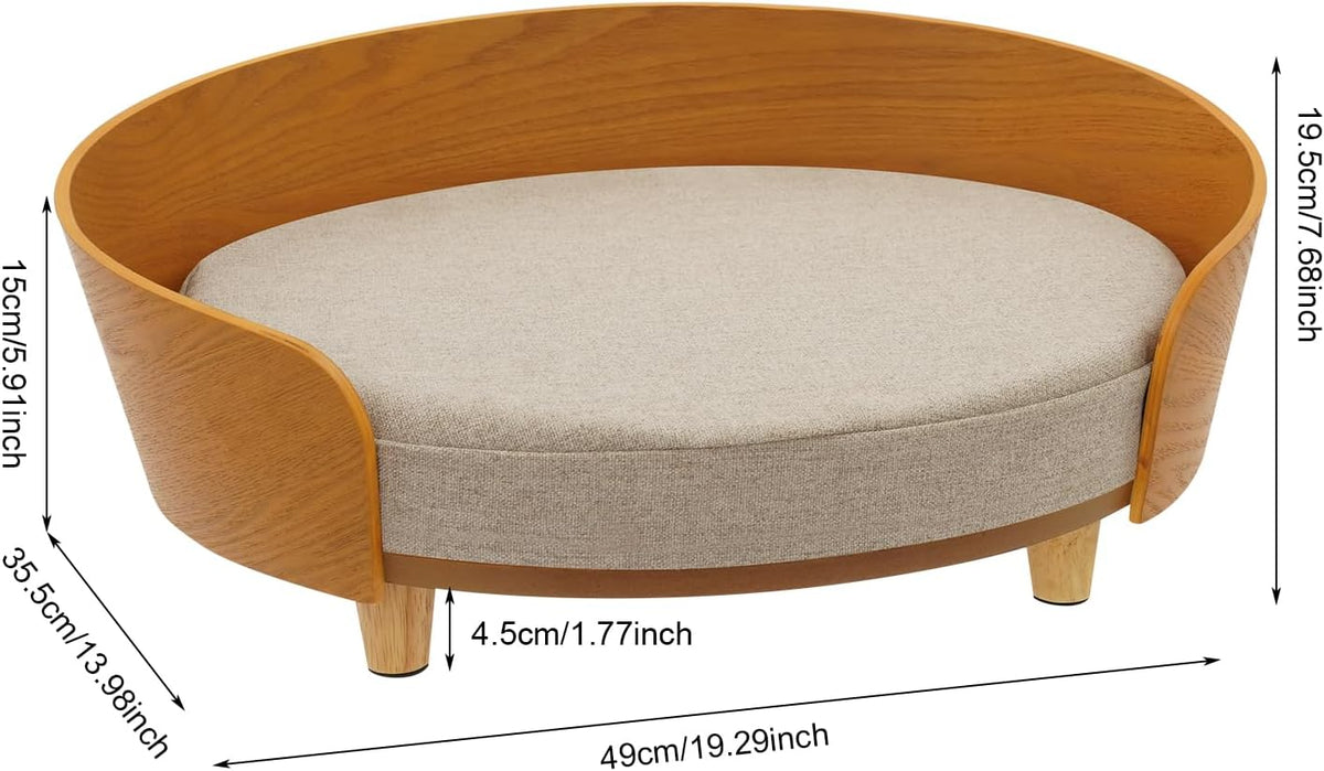 Oval Pet Sofa with Supporting Feet, 19.3x14x7.7in, 22.05lbs Load