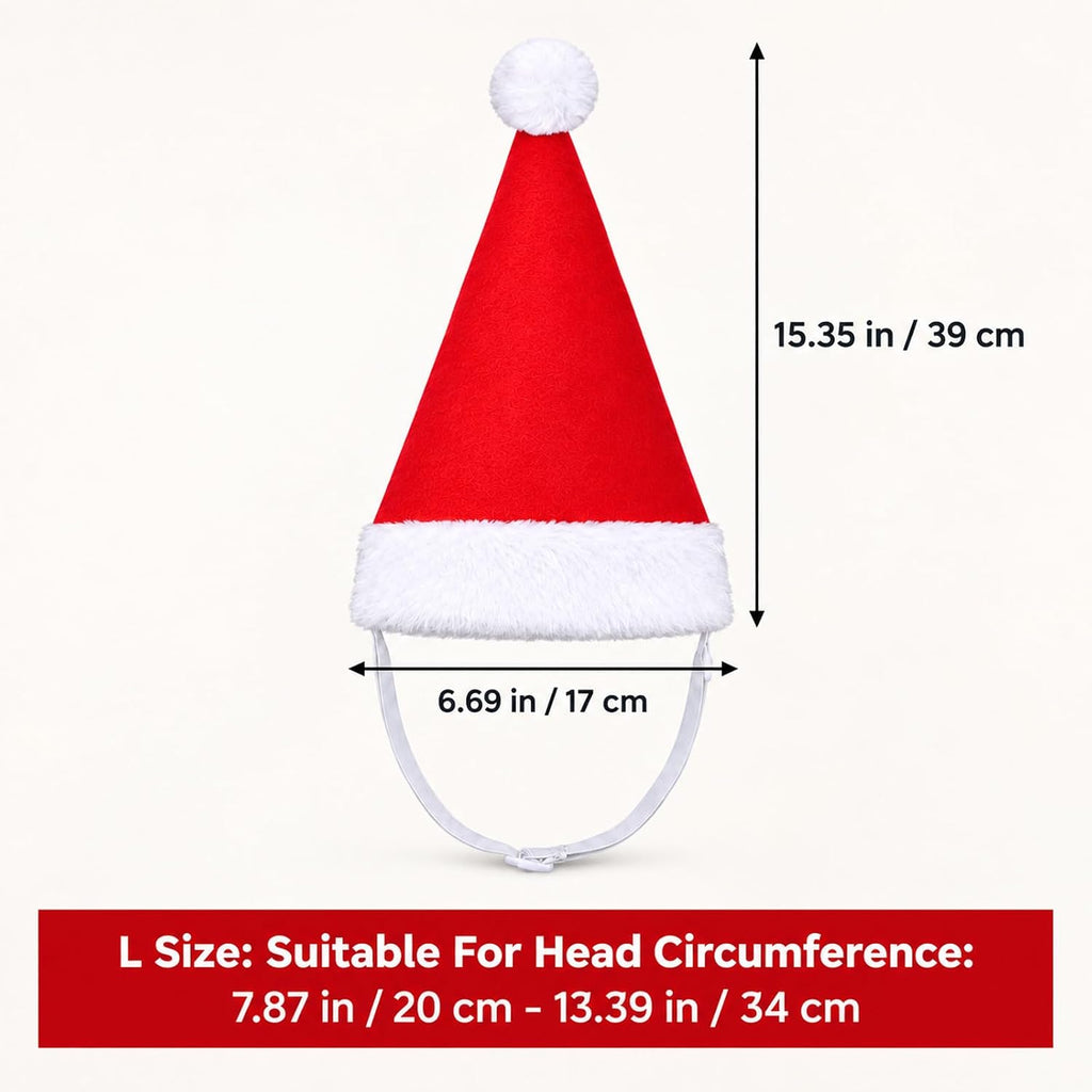 Yuanchu Dog Santa Hat, Large Dog Christmas Hat with White Pompom