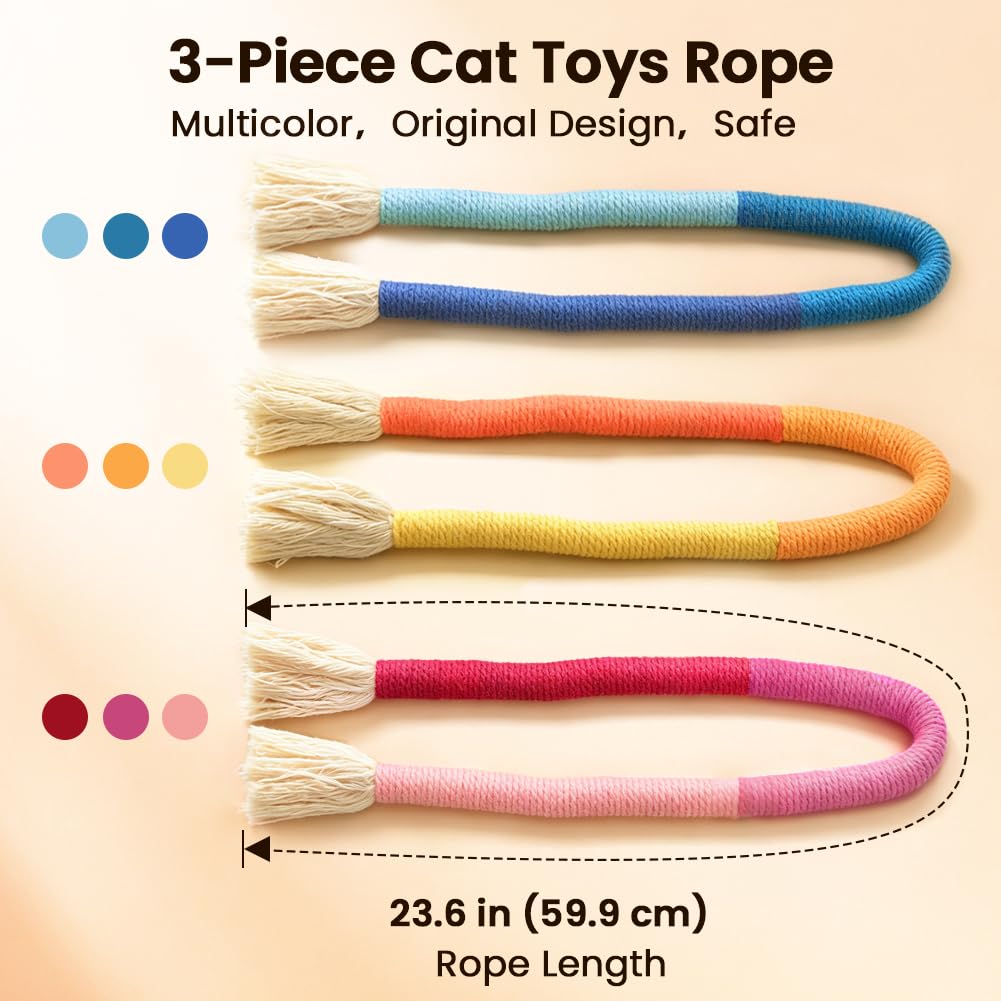 Retro Shaw Cat Chew Ropes with Catnip, Teeth Cleaning, 3Pcs 23.6" for Cats