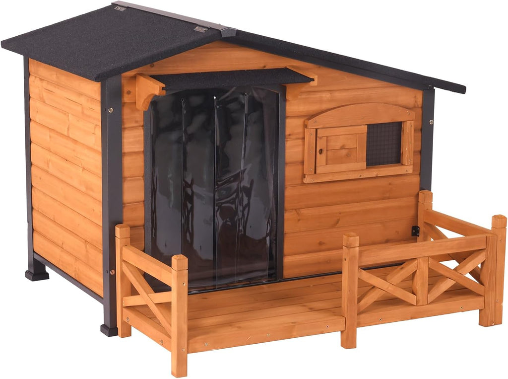 Heated Outdoor Insulated Dog House with Heating Pad and 6-Sided Insulation for Small Dogs and Feral Cats, Keeps Pets Coz