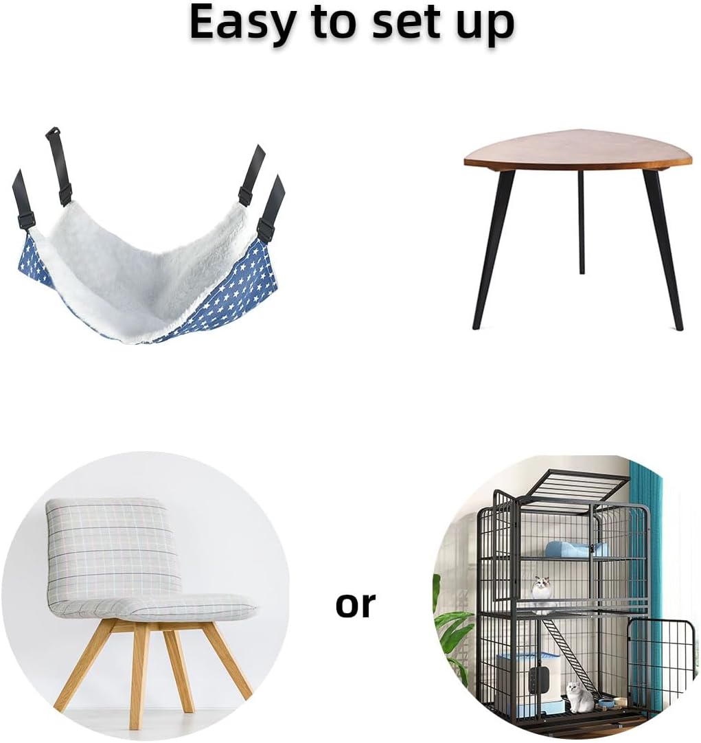 Pet Hammock for Cage Reversible Cat Hanging Hammock Soft Hanging Bed for Ferret Kitten Puppy Cats Small Dogs Rabbits Sma