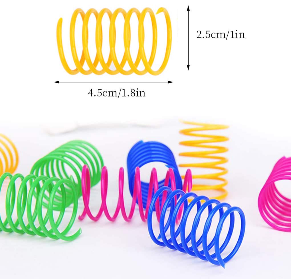 ISMARTEN Cat Spring Toy (60 Pack), Cat Kittens Toys Plastic Coil Spiral Springs for Swatting, Biting, Hunting, and Active Healthy Play (Random Color)