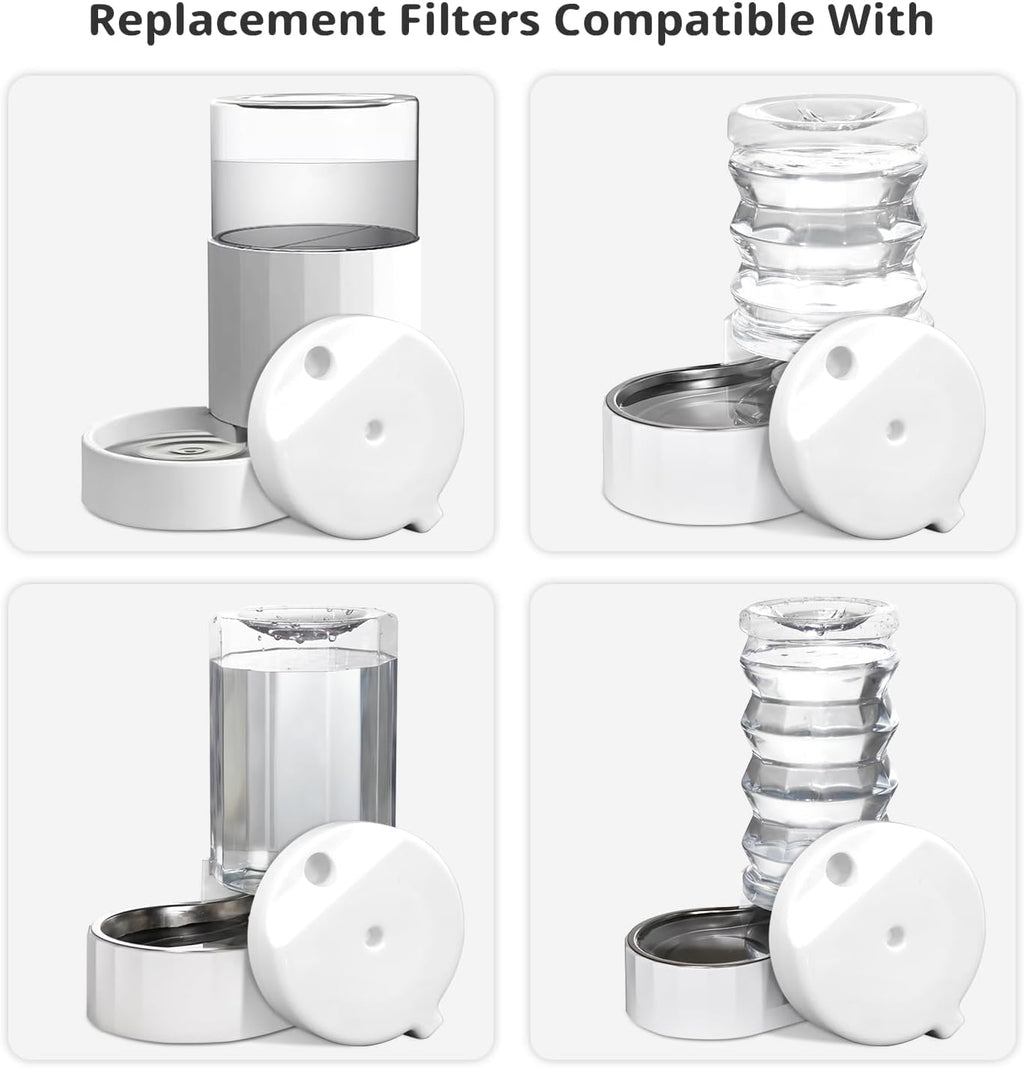 8Pcs Gravity Pet Water Fountain Filters, Automatic Pet Waterer Replacement Filters for 3.6L/4.6L/6L/8L Dog Water Dispens