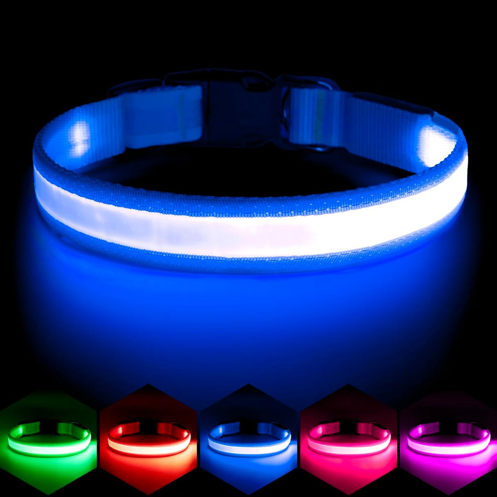 VIZPET LED Dog Collar, Light up Dog Collar Adjustable Safety Glow Collar,L
