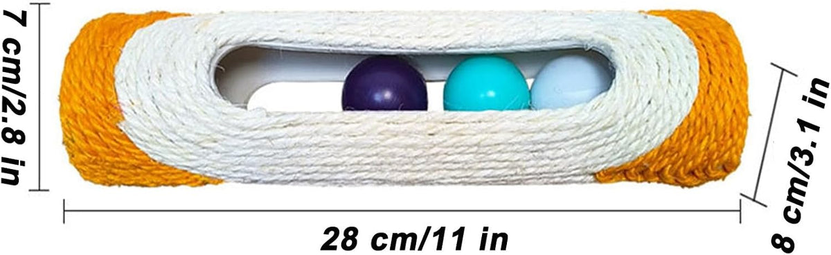 Cylindrical Scratching Board Sisal Cat Toys with 3 Pcs Ringing Balls 11 in Scratching Roller for Indoor Cats Playing (Bl