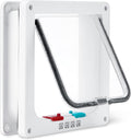 Amazon Basics Adjustable Plastic Dog and Cat Door with 4-Way Lock, Small, 5.7" x 5.6" Entrance, 7.5" x 7.4" x 2.2", Whit