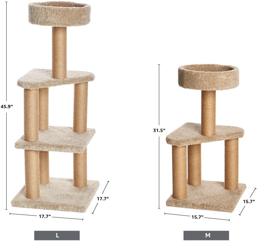 Amazon Basics Cat Tree Tower - Multi-Level Climbing Activity Center for Indoor Cats & Kittens with Scratching Posts, Pla