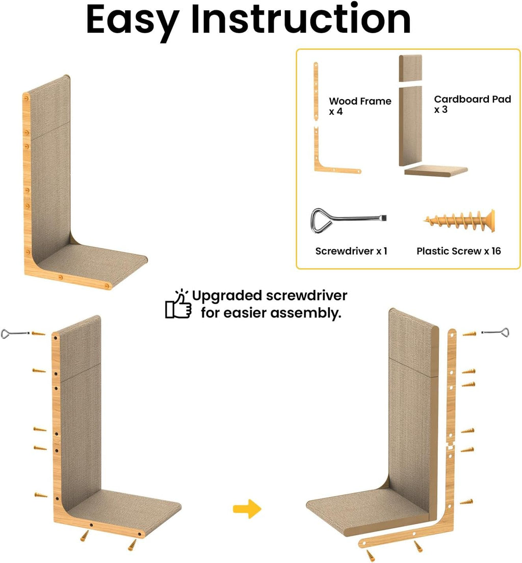 Conlun Cardboard Cat Scratcher, 23" L-Shaped Scratch Pad