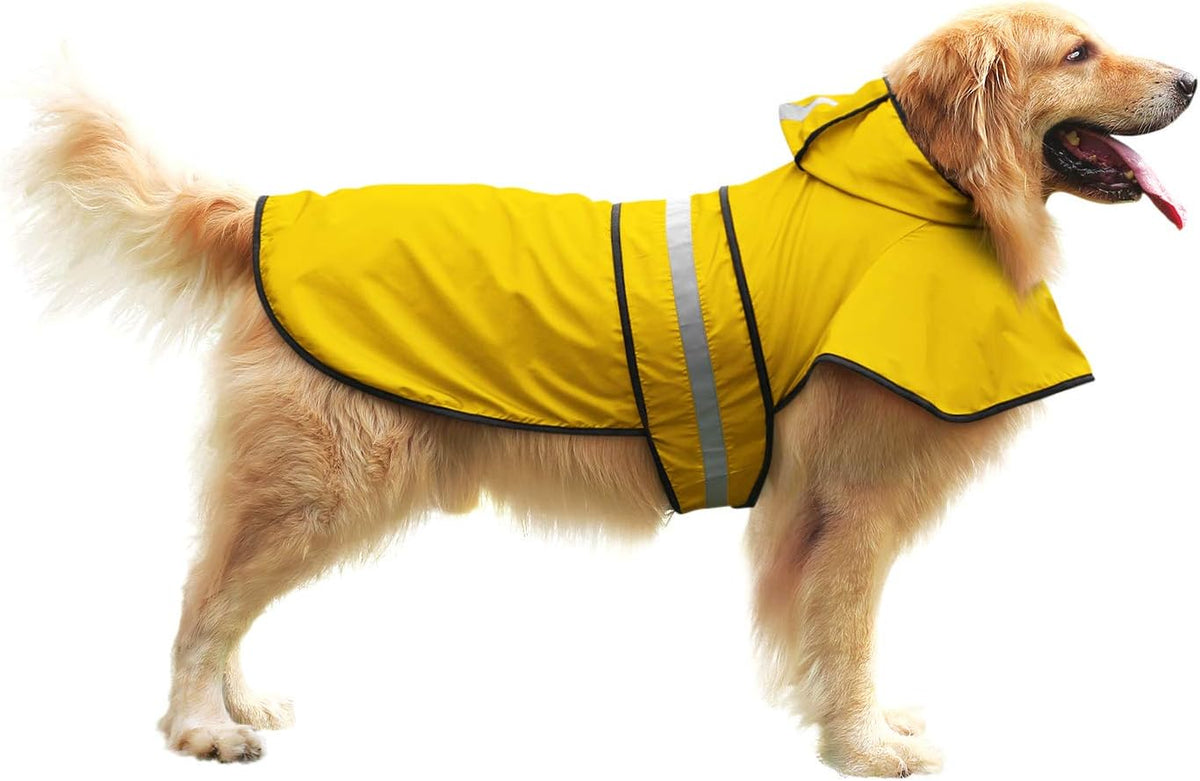 HDE Dog Raincoat with Hood & Leash Hole S-XL Dog Rain Jacket Yellow L