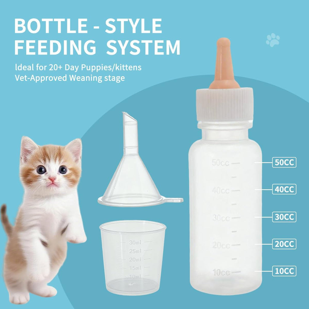 Pet Nursing Kit – Kitten Bottle Feeding Set with Nipples, Syringes, and Formula Dispenser for Newborn Puppies, Kittens, 