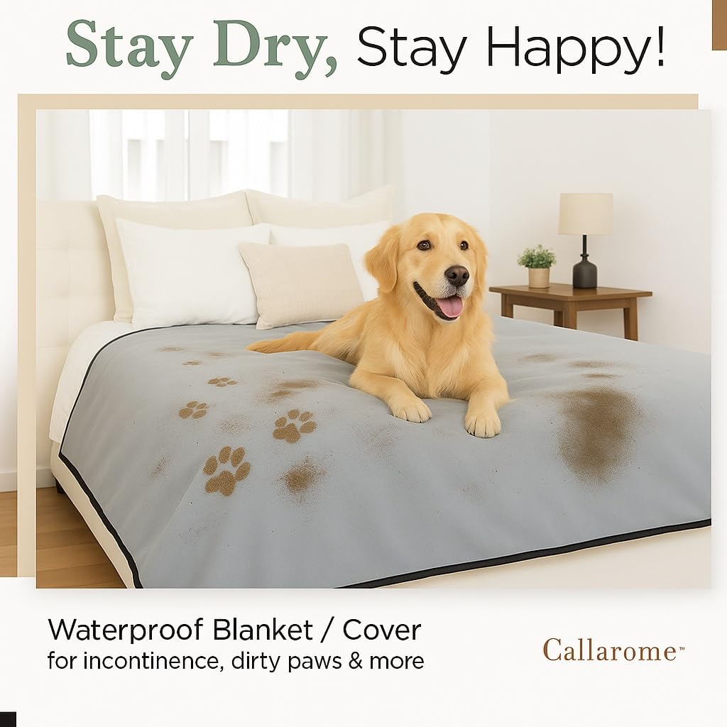 Callarome Waterproof Blanket for Bed & Couch Protection, Grey, 50"x60"