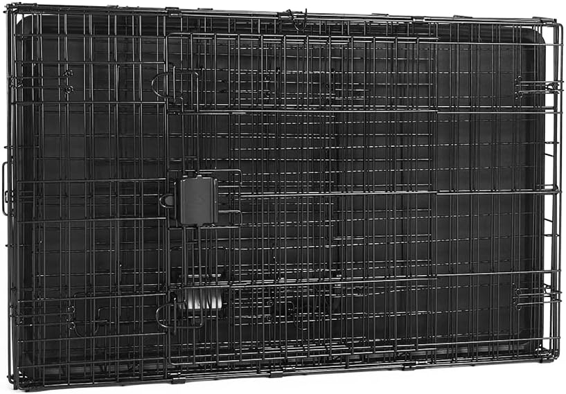 Amazon Basics Portable, Easy to Assemble, Foldable Metal Wire Dog Crate with Removable Tray, Double Door, Divider Panel,