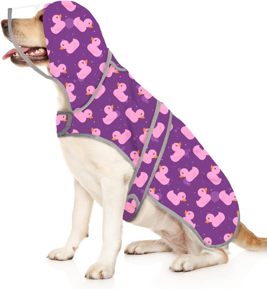HDE Clear Hooded Dog Raincoat Jacket Poncho with Dog Leash Hole Yellow S