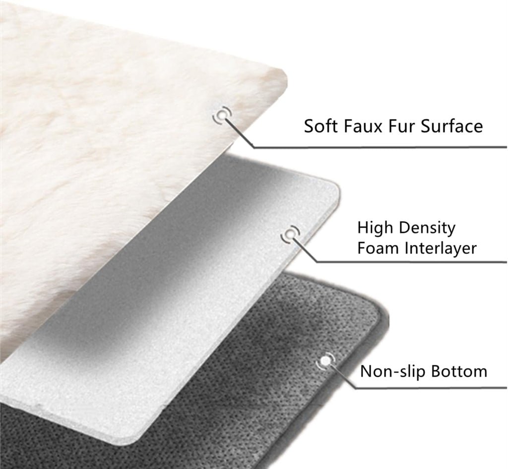 SHENGOCASE 2-Pack 10"x14" Rectangular Faux Rabbit Fur Cat Dog Bed Cushion Pad Mat, Cat Tree Tower Replacement Cushion Pa