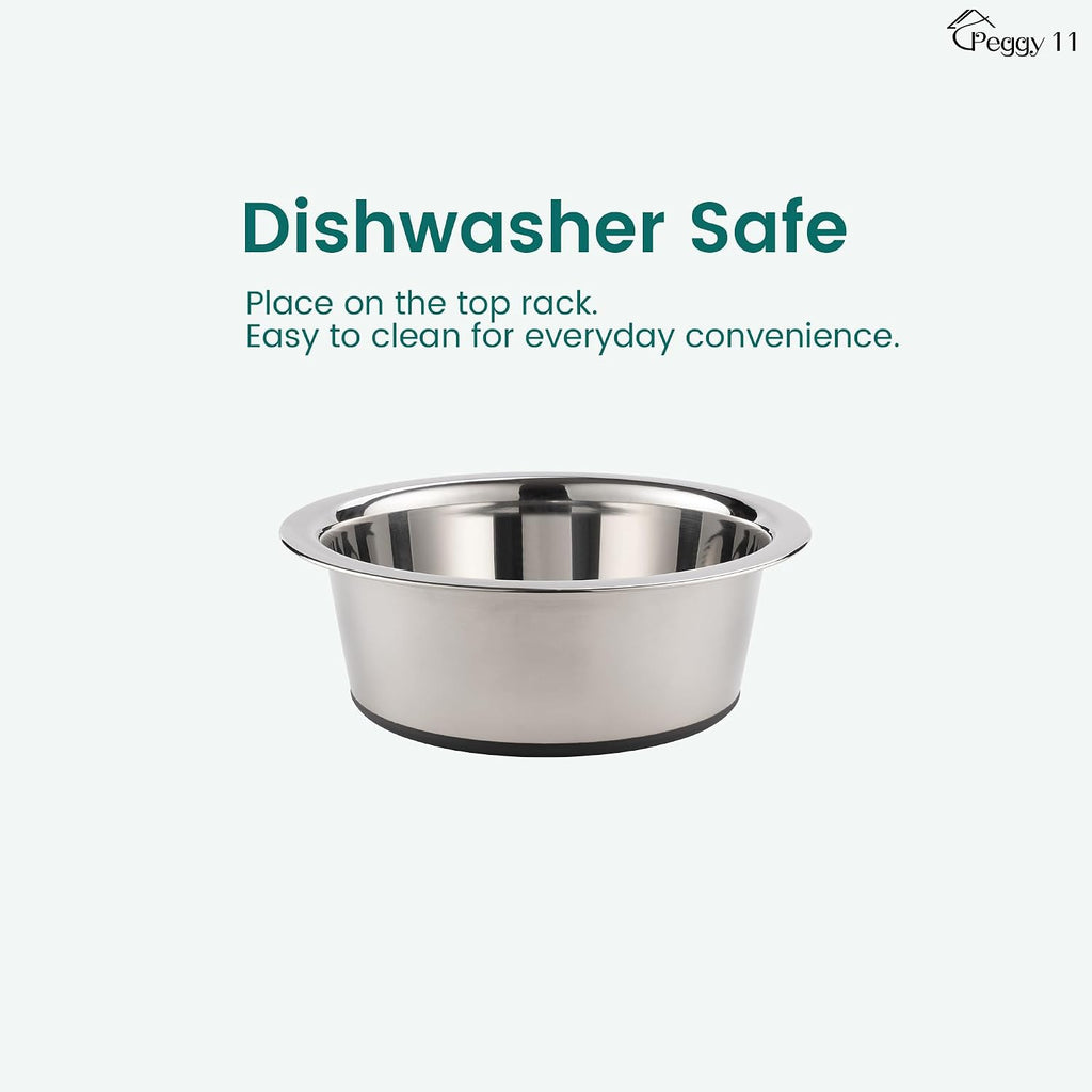 Deep Stainless Steel Dog Bowls, 3 US Cup Each, 2-Pack