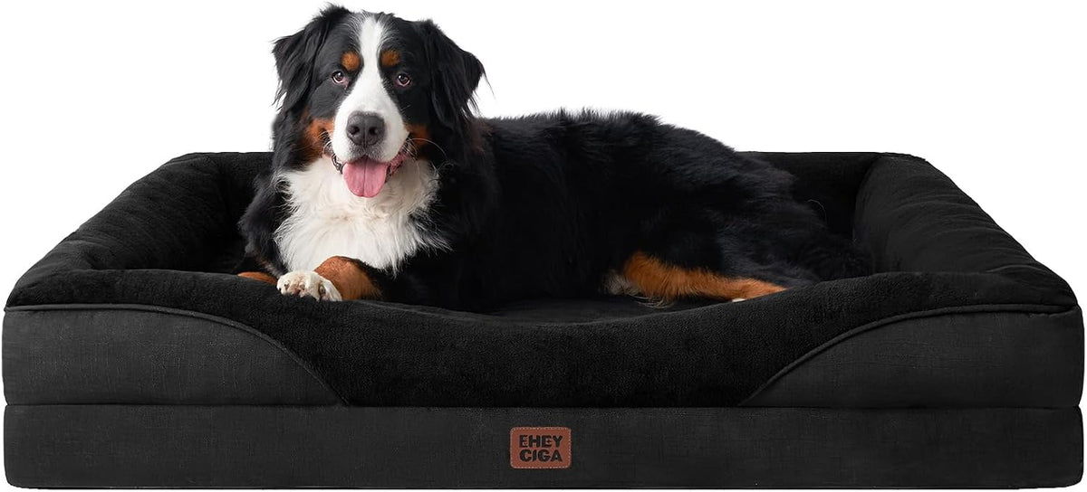EHEYCIGA Orthopedic XL Dog Bed for Large Dog, Memory Foam Dog Couch, Grey