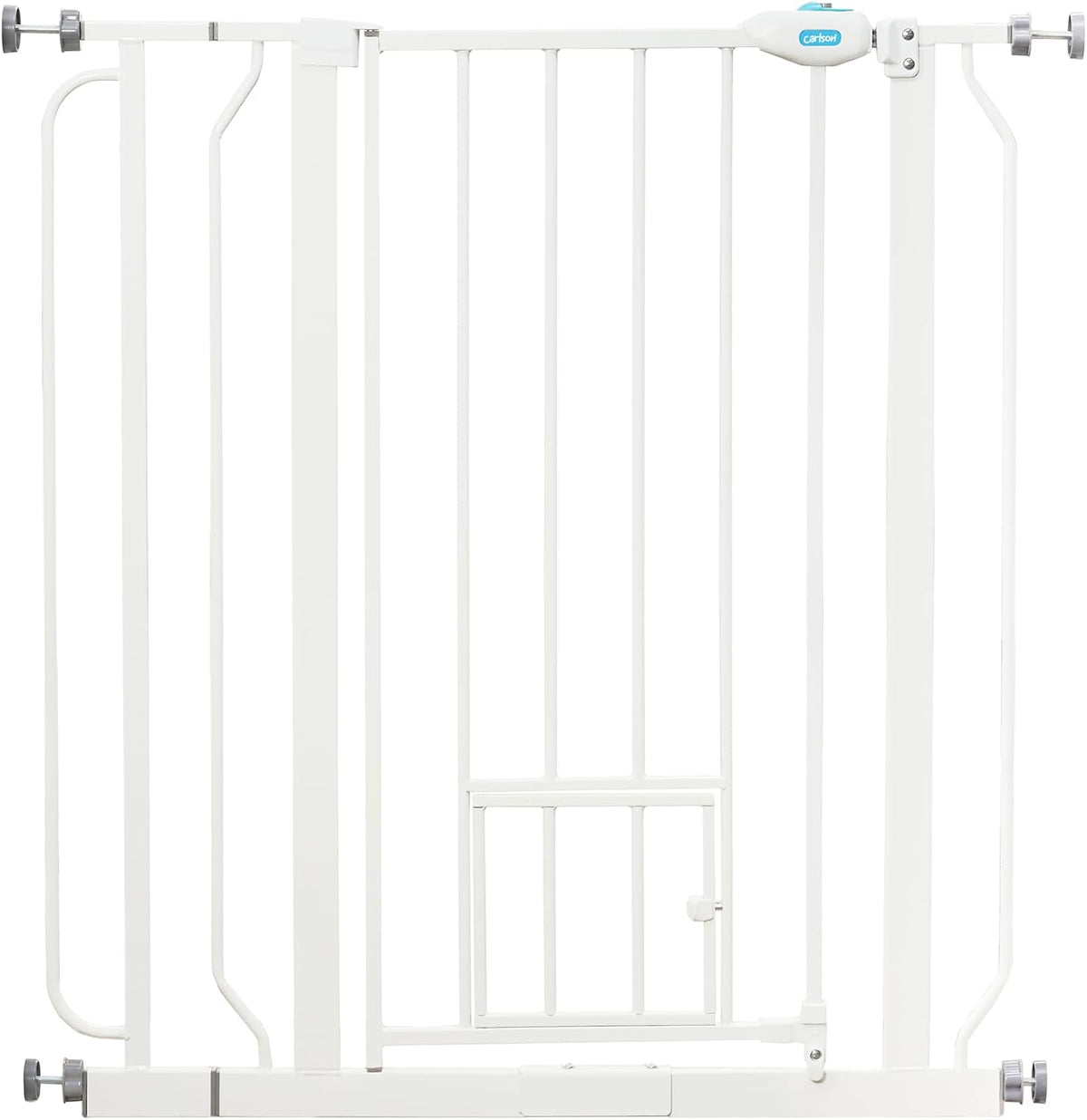 Carlson 29–36.5" Extra Wide Walk-Thru Dog Gate with Small Pet Door, Black