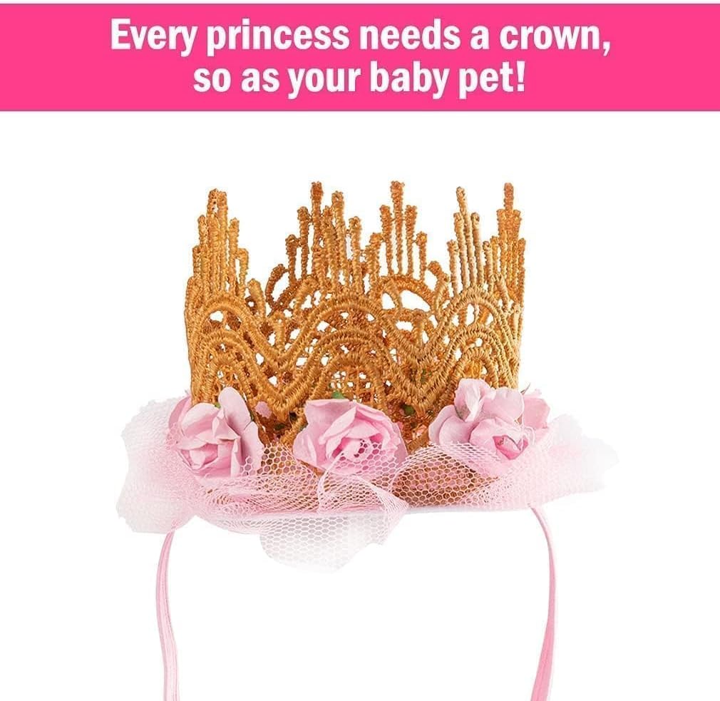 BINGPET Cat Tutu Princess Costume, Small Dog Wedding Dress, Crown Outfit