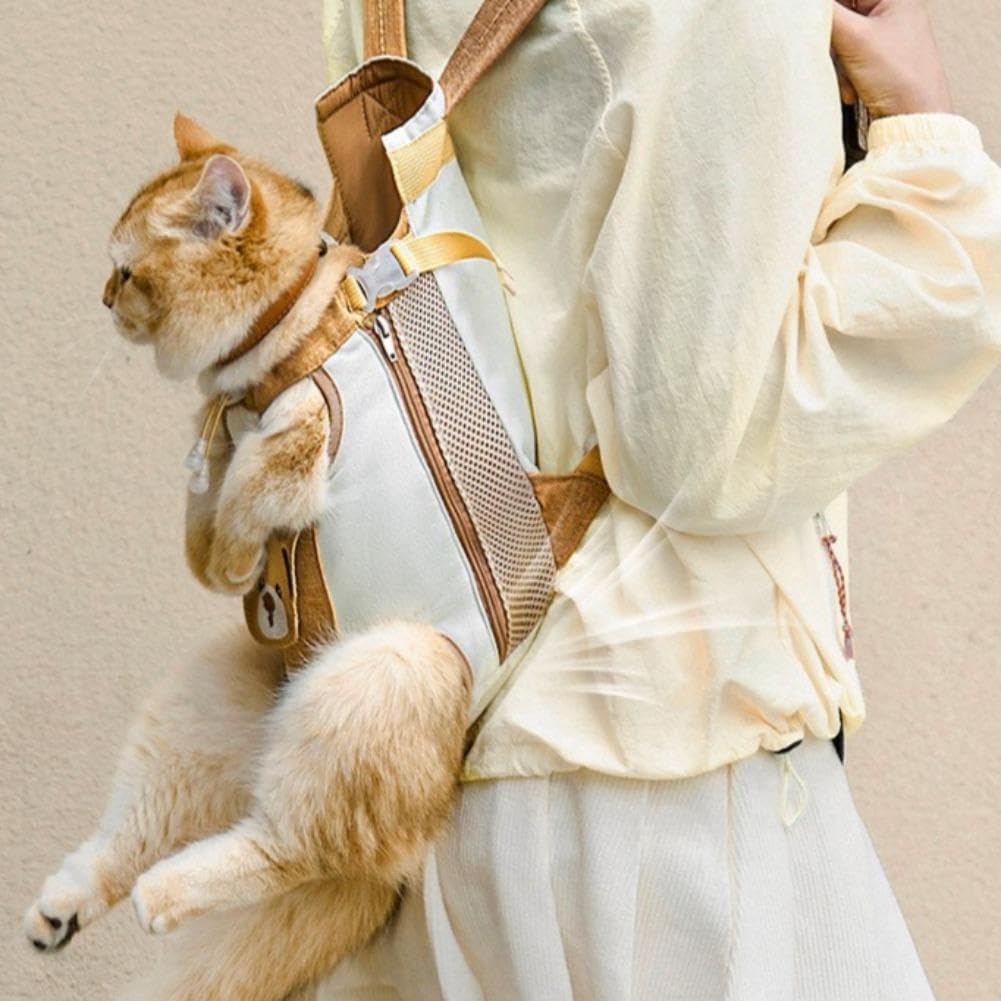Cute Bear Design Front Pet Carrier Backpack, Hands Free Pet Travel Bag (L)