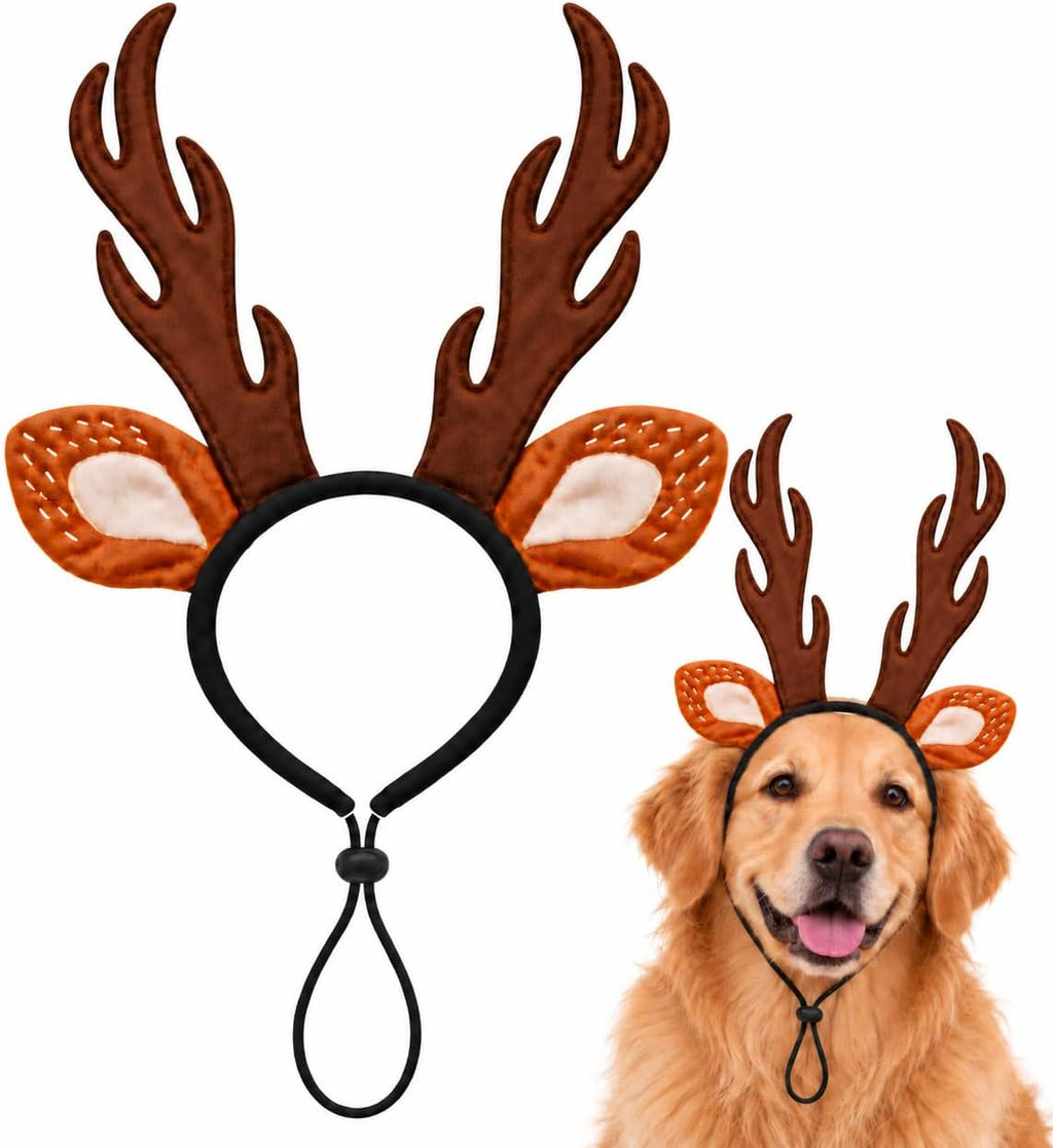 Dog Reindeer Antlers Deer Ear Headband Pet Halloween Christmas Costume