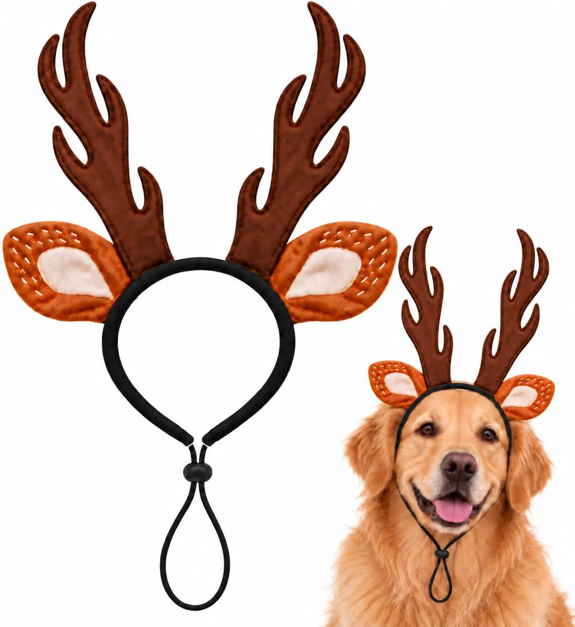 Dog Reindeer Antlers Deer Ear Headband Pet Halloween Christmas Costume