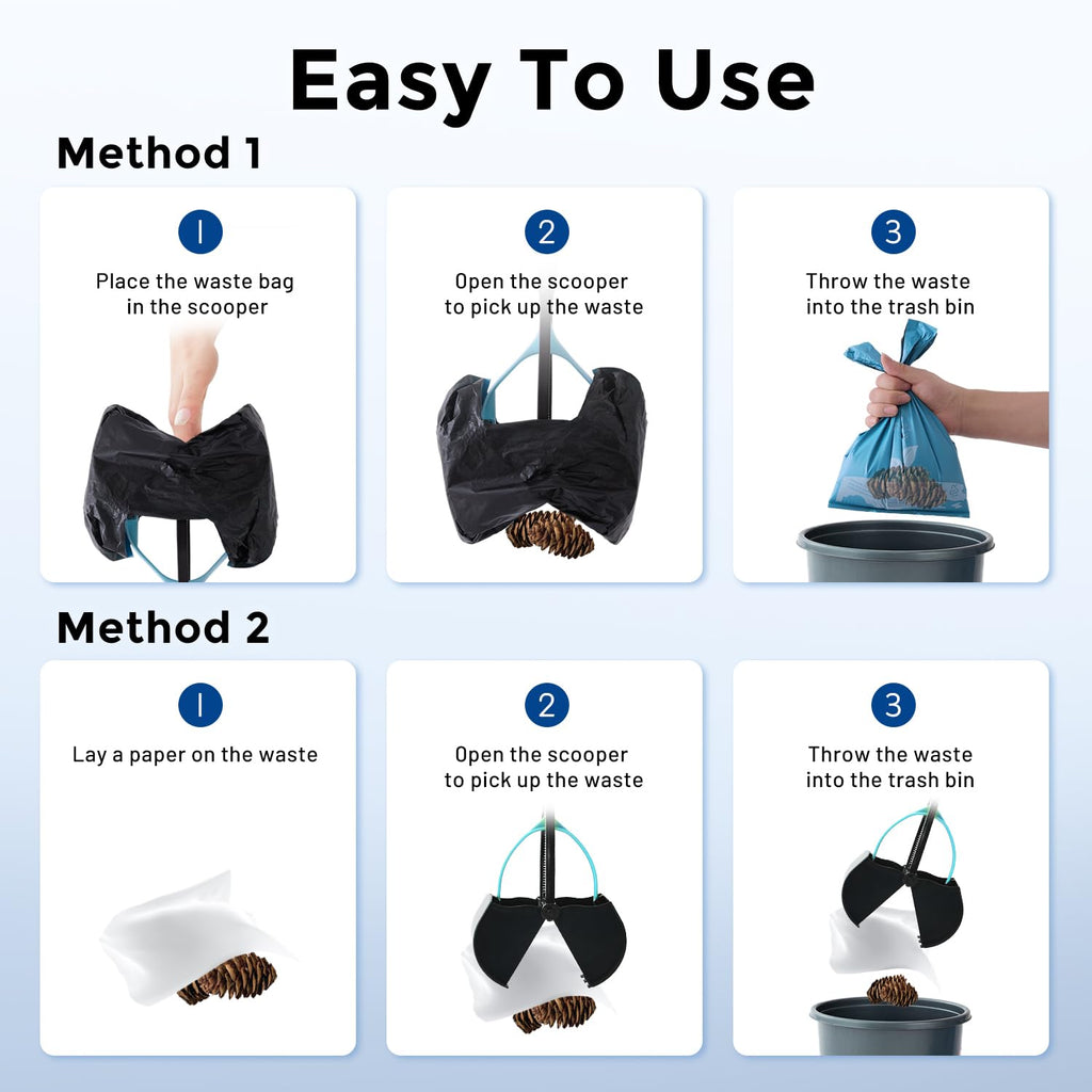 ZOMISIA 32" Long Handle Collapsible Pooper Scooper with 30 Count Waste Bags