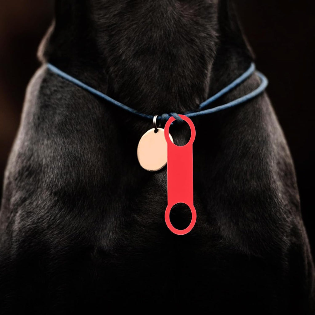 6pcs Red Silicone Slide-on Dog Tag Holder Replacement Band