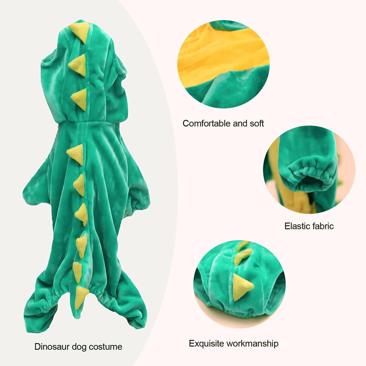 Hotumn Dinosaur Dog Halloween Costume Pet Dino Hoodie for Small Dogs (Medium, Green)