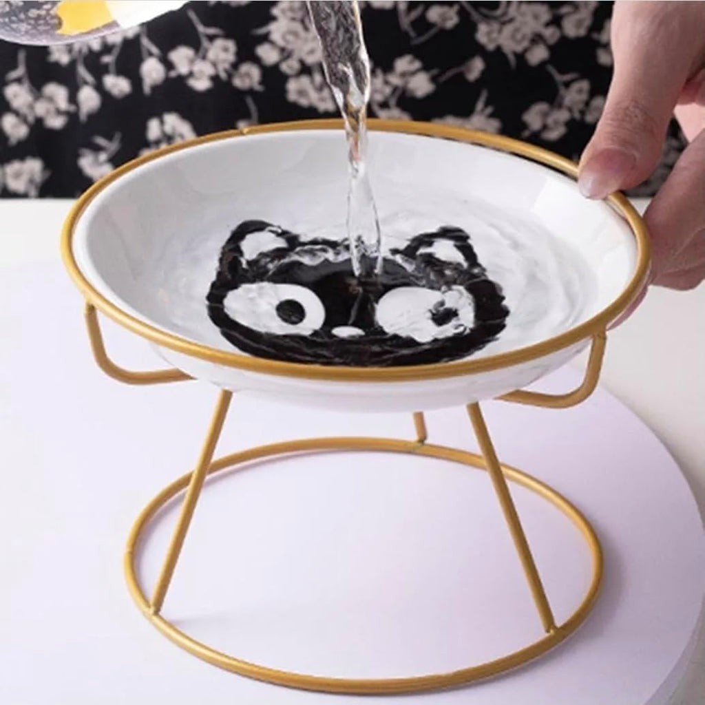 Elevated Ceramic Cat Bowl with Stand