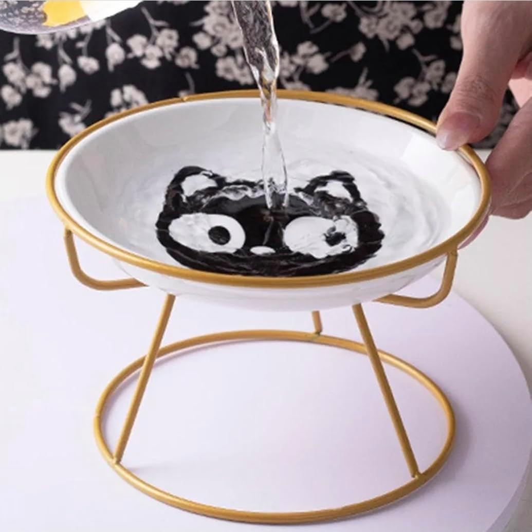 Elevated Ceramic Cat Bowl with Stand