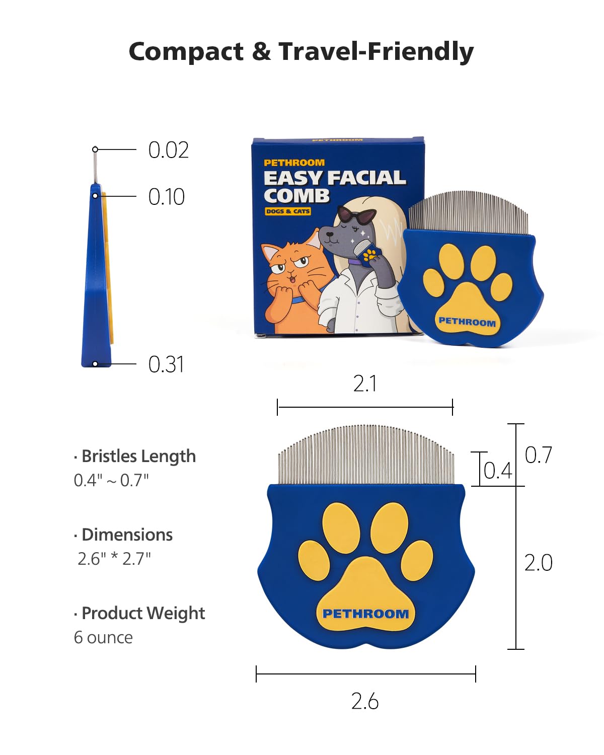 Professional Eye Comb for Pets, Stainless Steel Tear Stain Remover