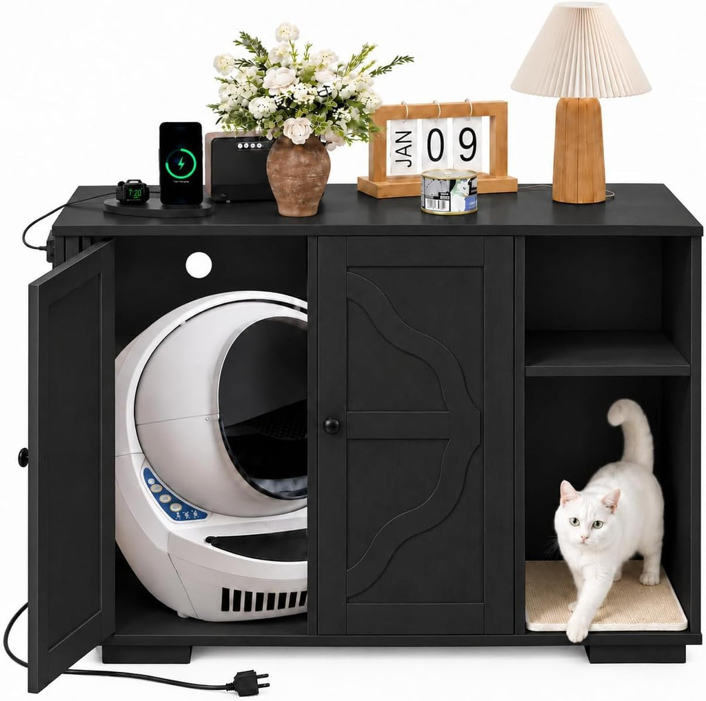 Dog-Proof Hidden Litter Box Enclosure End Table,