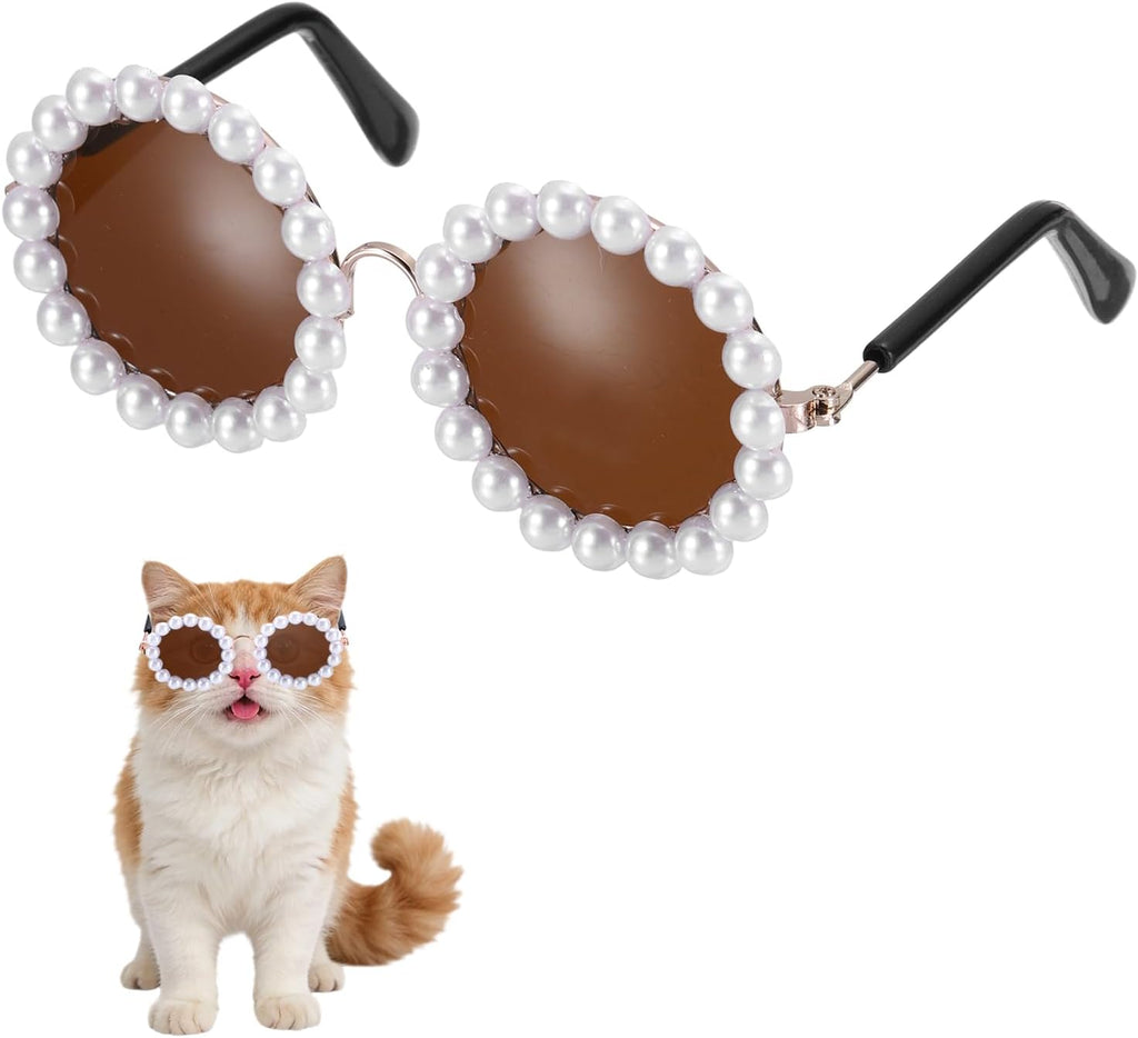 Dog Sunglasses, Cat Cute Round Glasses Purple Lens, Gold