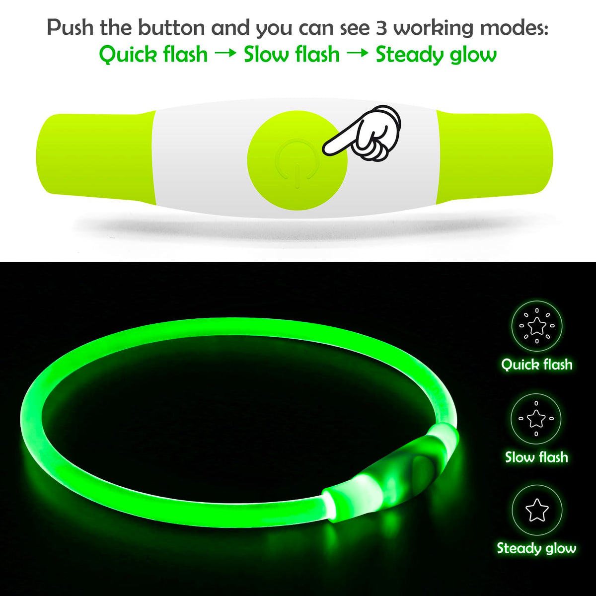 Led Dog Collar, BSEEN USB Rechargeable Flash Light up Dog Collar