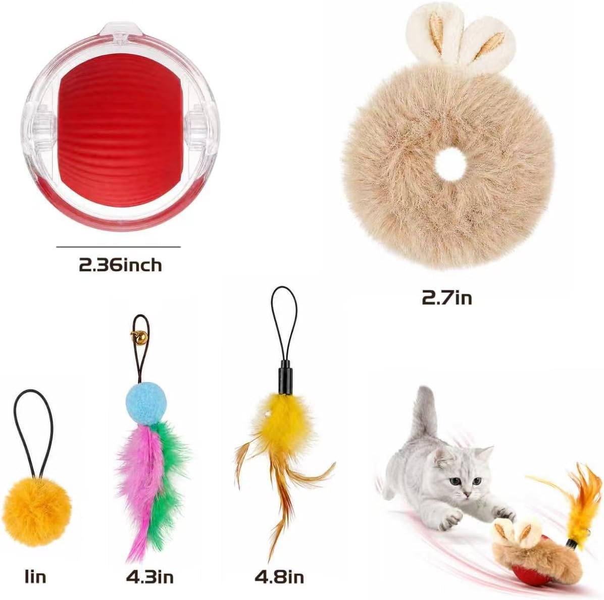 Interactive Cat Toy Ball, Self-Rolling Electric, USB Rechargeable