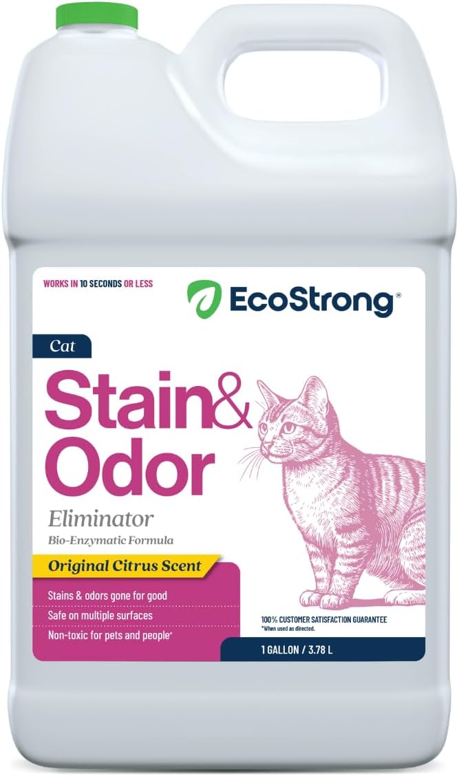 Eco Strong Cat Stain And Odor Remover | Enzyme Urine Odor Neutralizer - Stain Remover for Carpet, Litter Boxes, Bedding,