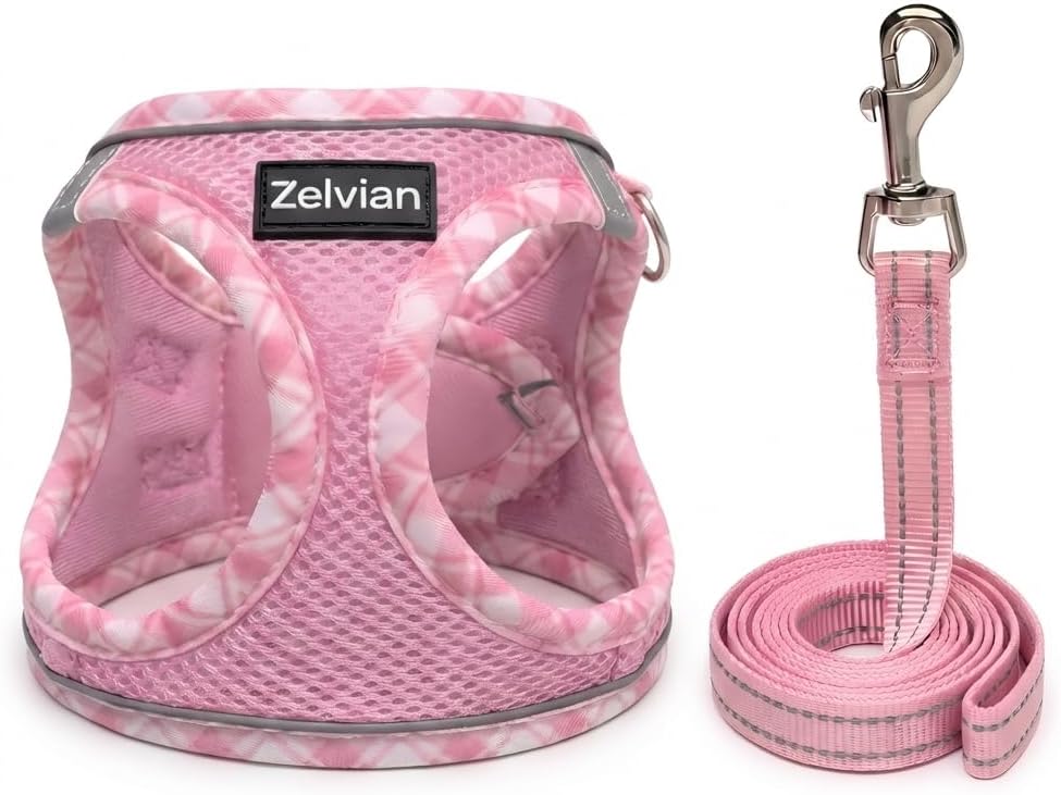 Escape Proof Cat Harness and Leash, Adjustable Vest, Pink, M