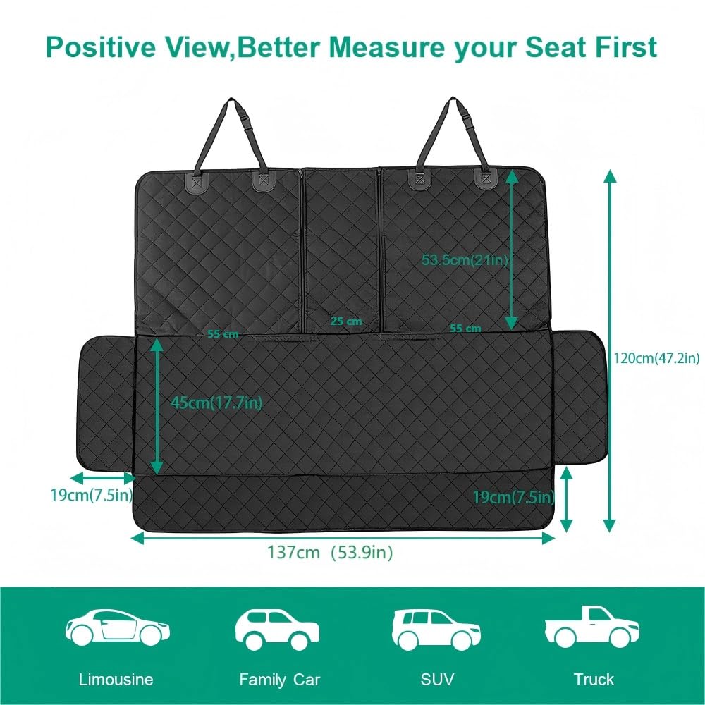 ANOSOSPECIAL Dog Car Seat Cover for Back Seat Cover,Non Stick Fur Rear Seat Protector for Pet,Nonslip Waterproof Durable Universal Fit Interior Backseat Covers for Auto Van SUV