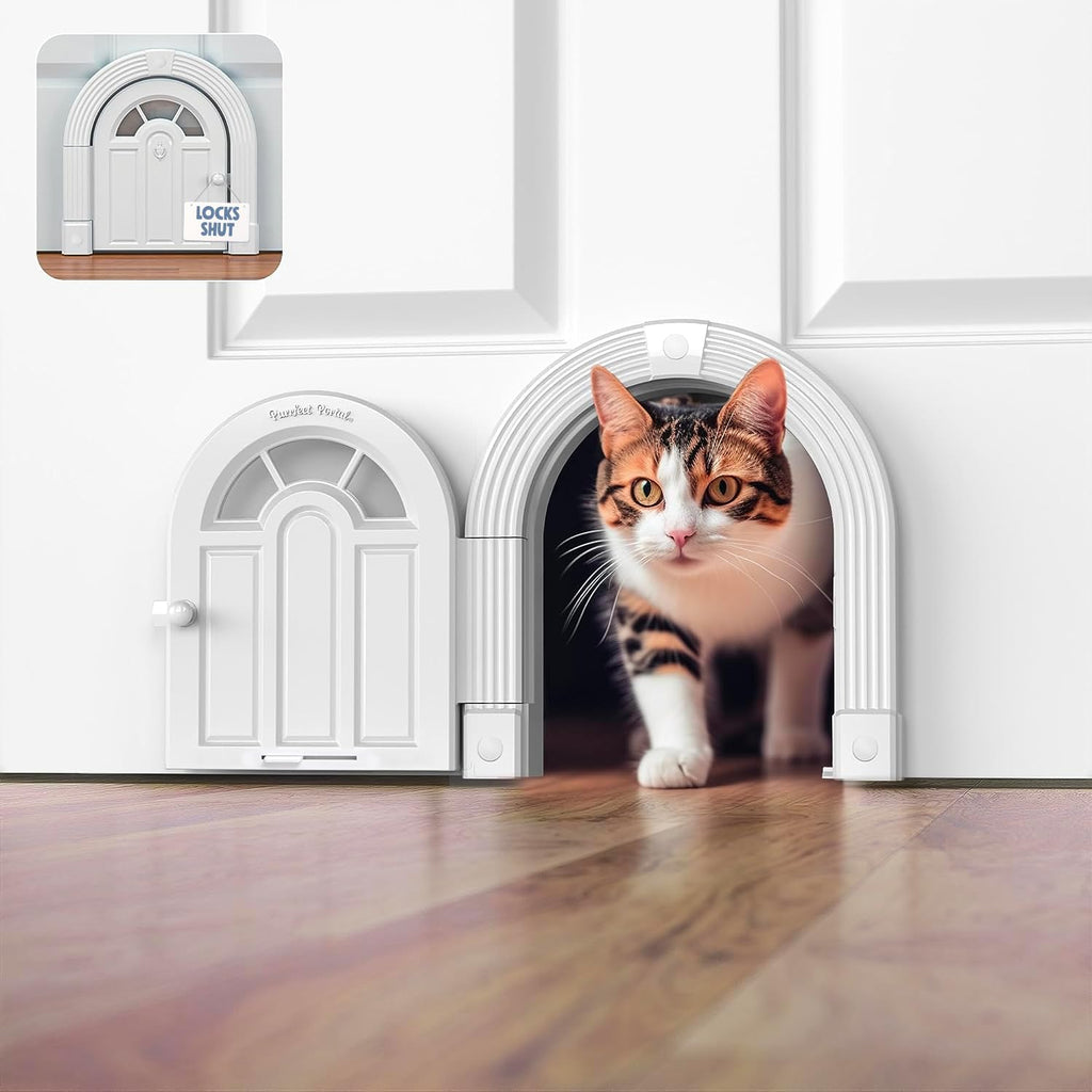 Purrfect Portal Meow Manor® Cat Door Interior Door - No-Flap, Fits Cats Up to 20 lbs, Easy DIY Setup, No Training Needed