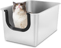 Yangbaga Extra Large Stainless Steel Cat Litter Box with High Sides