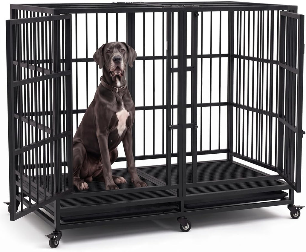 BOLDBONE 48 inch Heavy Duty Indestructible and Escape-Proof Dog Crate Cage Kennel for Large Dogs, High Anxiety Dog Crate