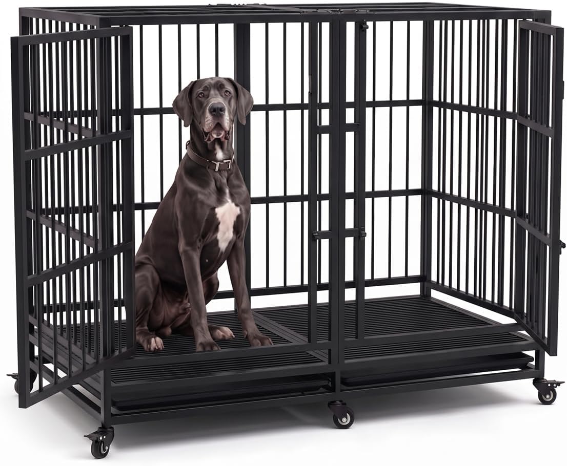 BOLDBONE 48 inch Heavy Duty Indestructible and Escape-Proof Dog Crate Cage Kennel for Large Dogs, High Anxiety Dog Crate