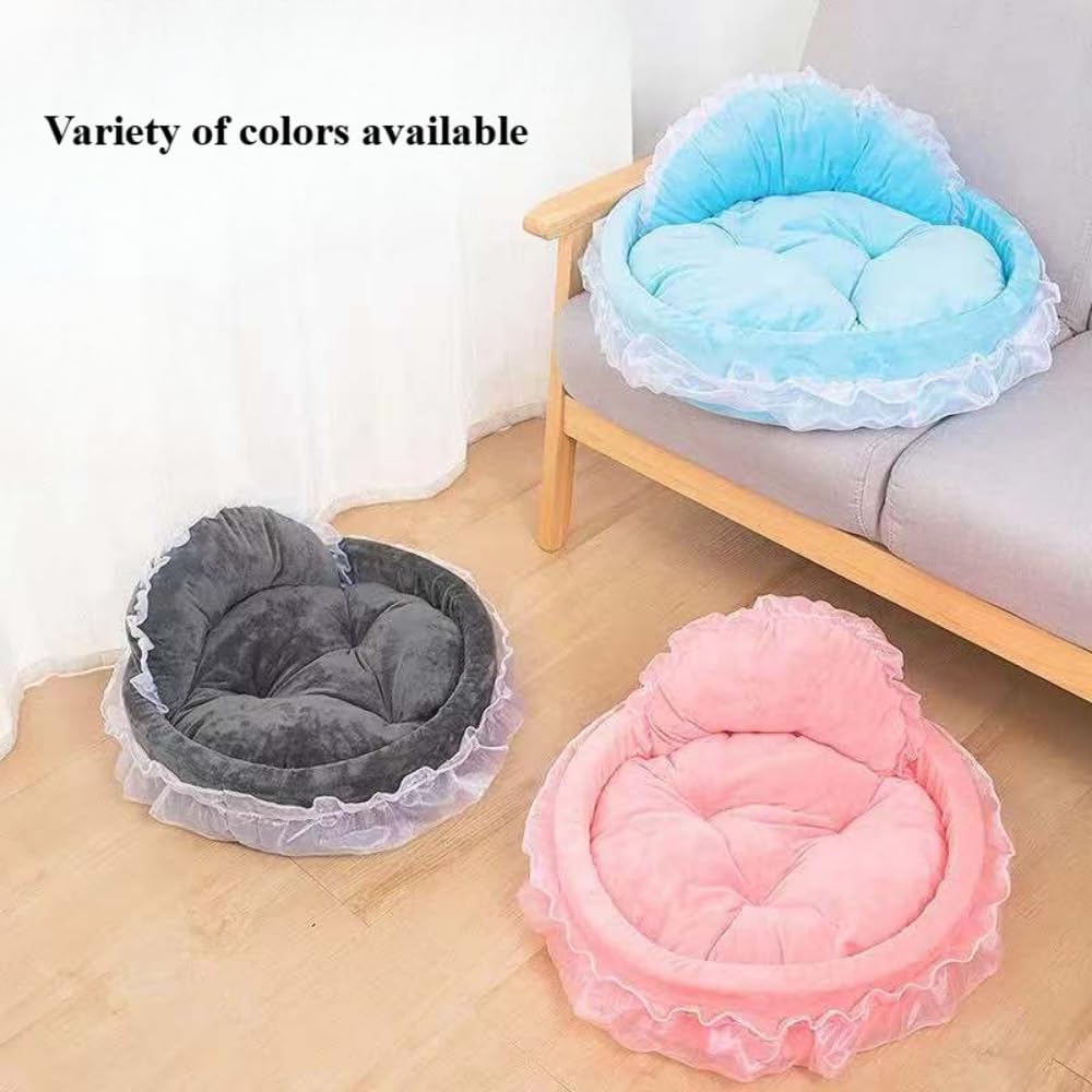 Washable Princess Pet Bed for Small Medium Dogs & Cats - Soft Plush Warm Cave Sofa Cushion, Cozy Snuggle Nest Mat, Cute 