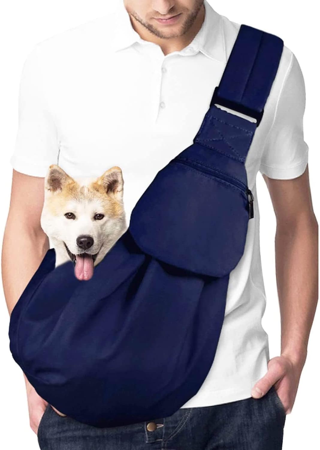 Lukovee Small Dog Sling Carrier, with Padded Strap & Storage Pocket, (B,S)